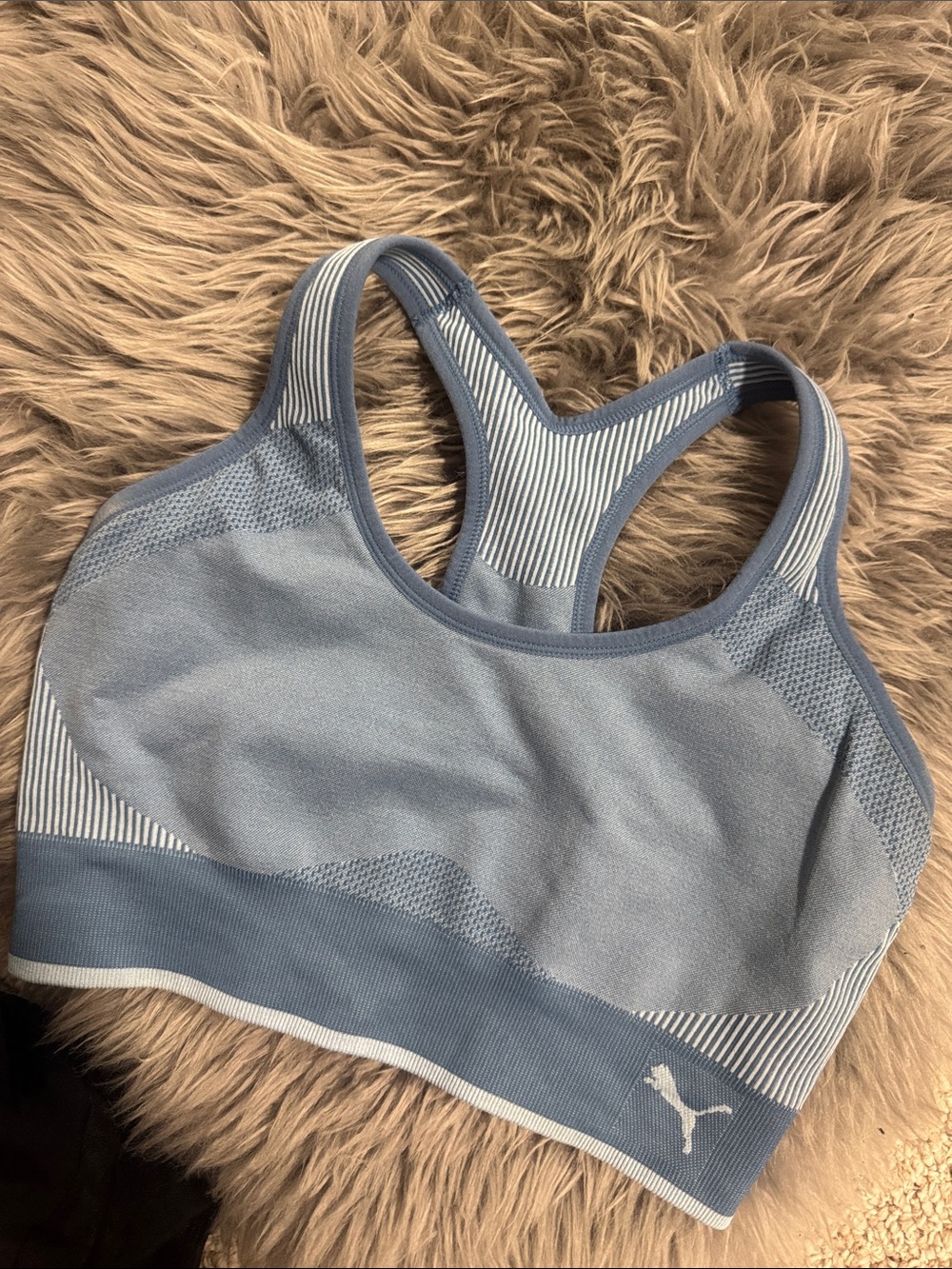 Puma Light Blue Seamless Racerback Sports Bra